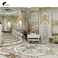 Tostone Antique Médaillon Plancher Jet D'eau Coupe Carreaux De Marbre Naturel pour Villa De Luxe Hôtel Grand Foyer Conception D'entrée