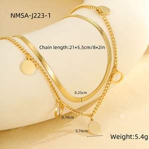 महिलाएं थोक गैर-तिरनिश 18k सोने के स्टेनलेस स्टील दिल और पदक चार्म्स सांप श्रृंखला, रोमांटिक समुद्र तट गहने महिलाएं - Product Image 4