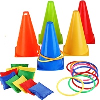 Offre Spéciale – Ensemble de Cônes d'Agilité 3-en-1 en PE/PP Multicolores et Durables pour Jeu de Lancer de Sac de Haricots et de Pétanque Pliant en Extérieur pour Enfants
