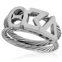 Bijoux personnalisés de haute qualité en or et argent pour la sororité Delta Sigma DST, symboles d'organisation, anneau à vis en acier inoxydable avec câble en forme de corde