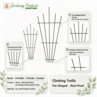 Treillis de jardin en métal minimaliste en forme d'éventail, thermolaqué, anti-rouille, résistant aux intempéries, facile à installer pour patio, balcon, fleuriste, villa