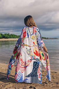 <span class=keywords><strong>2022</strong></span> derniers maillots de bain personnalisés pour femmes couvertures été mode sexe ouvert avant Long Kimono imprimé femmes Bikini couvrir - Product Image 2