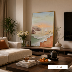 Peinture murale artisanale en soie de paysage marin du Vietnam, décorative, service OEM ODM pour fabricants - Product Image 4