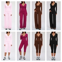 Nouveaux ensembles de vêtements de yoga tendance pour femmes, de haute qualité, respirants, yoga, danse, manches longues, taille haute, leggings de sport, ensembles de pantalons ajustés