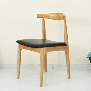 Chaises de salle à manger nordique meubles de Restaurant, chaise de salle à manger en rotin, chaise coudée en corne de bœuf en bois