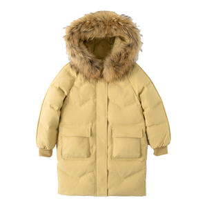 Manteau d'hiver imperméable long pour petites filles avec veste en fourrure véritable pour les tout-petits - Product Image 1
