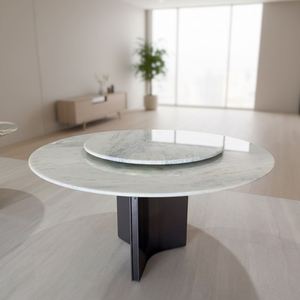 <span class=keywords><strong>Table</strong></span> à manger ronde de luxe de style italien en acier inoxydable et marbre <span class=keywords><strong>avec</strong></span> <span class=keywords><strong>plateau</strong></span> tournant central - Product Image 5