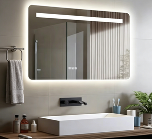 Miroir de salle de bain rectangulaire moderne tendance 2025, éclairage LED, interrupteur tactile, cadre en alliage d'aluminium, style européen, montage mural - Product Image 1
