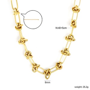 Collar de Cadena con Nudos de Acero Inoxidable Chapado en Oro de 18K, Joyería Geométrica Vintage, Collar Hecho a Mano con Nudos Simples para Mujer - Product Image 2