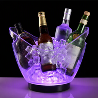 Cubo de Hielo LED Recargable para Bar KTV, 4L 8L 12L, Color RGB, PS, para Vino, Champán, Hotel, Fiestas, Impresión de Logotipo Personalizado, Suministro OEM