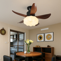 Ventilateur de plafond LED moderne européen 32 pouces en noyer, 6 vitesses, moteur DC 220V, 5 pales, corps en fer, télécommande pour usage domestique, salon
