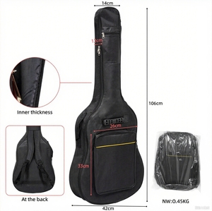 Estuche Impermeable para Guitarra Acústica, <span class=keywords><strong>Bajo</strong></span> Eléctrico, Lona Oxford, Correa <span class=keywords><strong>de</strong></span> Hombro, Acolchado con Asa Frontal - Product Image 3