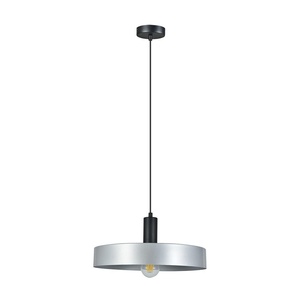 Lampada a sospensione con attacco E27, design nero e argento, dimensioni 35x35 cm, ideale per illuminazione moderna e - Product Image 1