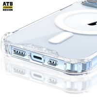 Coque de téléphone ATB Atouchbo avec charge magnétique sans fil, en TPU, étanche, antichoc, finition miroir, pour iPhone 14, coque transparente