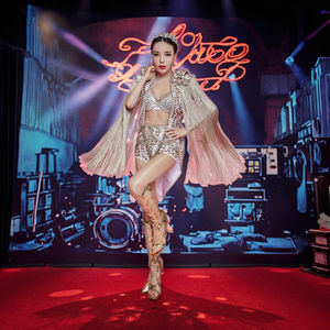 Exclusivo Traje de Baile <span class=keywords><strong>Gogo</strong></span> Personalizado para Mujer, Vestidos de Actuación para Discotecas y DJ, para Cantantes y Bailarines - Product Image 5