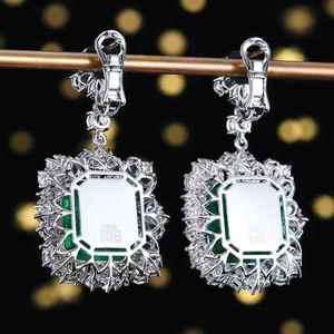 Bijoux de luxe SGARIT, émeraude naturelle 21,42 ct, boucles d'oreilles en diamant naturel, or 18 carats, certificat GUILD+NGTC - Product Image 3