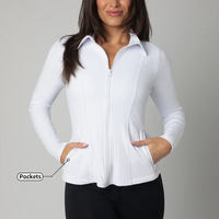 Sweat-shirt à manches longues et à col rond pour femme, personnalisé, lourd, respirant, pour le yoga, le fitness, avec cordon de serrage, fermeture éclair, options grandes tailles