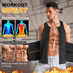 Gilet de sudation amincissant en néoprène pour hommes, gilet de maintien de la taille réglable avec double fermeture éclair pour le sport - Product Image 5