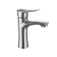 Ventes directes d'usine 304 acier inoxydable brossé monotrou eau chaude et froide robinet de salle de bain bassin évier robinet