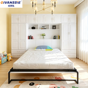 Modern Gömme Panel Melamin Yer Tasarruflu Katlanabilir Demir Takviyeli Modüler Tasarım Dönüştürülebilir Çelik Çerçeve Yapılı Murphy Yatak - Product Image 5