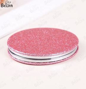 便携式圆形镜子珠光Pu皮革闪光紧凑型镜子旅行口袋化妆品化妆镜 - Product Image 5