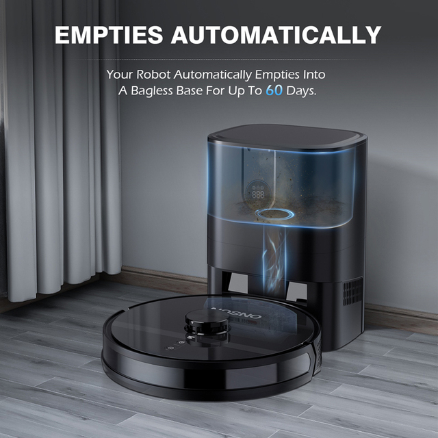 Laser Robot Vacuum Cleaner - Vacuum Motor Wet Dry Function Automatic Mop & Station Black Design Smart Cleaner for Floor Cleaning