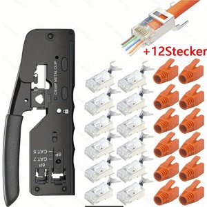 Ratcheting Modular Cáp dữ liệu crimper công cụ với Wire Cutter RJ11/RJ12 tiêu chuẩn RJ45 pass-thru kết nối Viễn Thông bộ phận - Product Image 4