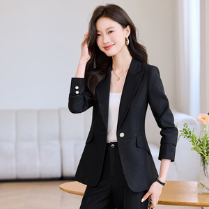 Pink Women's Suit <b>Set</b> Three Quarter Sleeve Polyester Worsted Anti-Wrinkle <b>Office</b> Lady Spring Formal Wear - Product Image 4