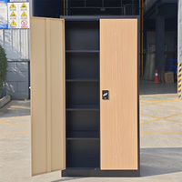 Armoire métallique robuste à structure KD pour vêtements, texture bois, casier de rangement métallique verrouillable, organisateur de bureau, casier en acier