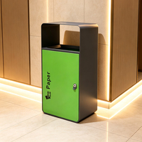 Conteneur à déchets en métal écologique vert de 67 L avec serrure, design moderne et luxueux pour une utilisation commerciale en intérieur/extérieur pour le recyclage