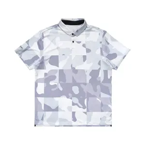 2023 moda blanco Camo Polo para hombres estampado completo Golf Polo 87% poliéster 13% Spandex personalizar bordado Polo camisa