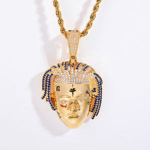 Collier avec pendentif <span class=keywords><strong>avatar</strong></span> de rappeur célèbre xxxtentacion, hip-hop, pavé de strass, glacé, bijoux <span class=keywords><strong>rock</strong></span> bling, nouveau, tendance - Product Image 5