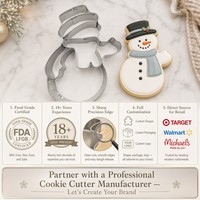 Emporte-pièces de Noël en acier inoxydable, formes Bonhomme de neige, certifiés SGS, moule à biscuits, supporte la personnalisation, boîte de rangement premium, vente en gros