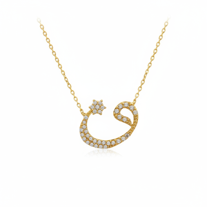 14K oro massiccio Vav Star Charm collana islamica gioielli pregiati da donna realizzati in Turchia - Product Image 2