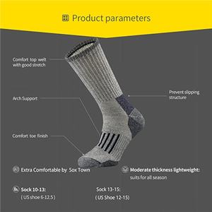 3 packs de chaussettes de randonnée en laine mérinos rembourrées pour le camping en plein air, le trekking, le cyclisme à séchage rapide et doux. - Product Image 2