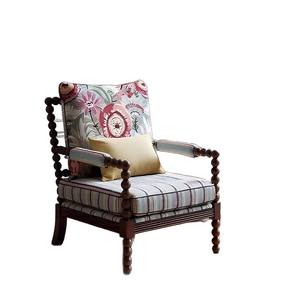 Fauteuil individuel de style vintage à motif floral et perles, capitonné, rétro américain, pour salon - Product Image 5