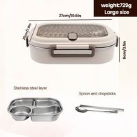 Boîte à lunch Bento isotherme en acier inoxydable 304, plus de 3 compartiments, écologique, capacité 1-2L, anti-fuite, compatible micro-ondes