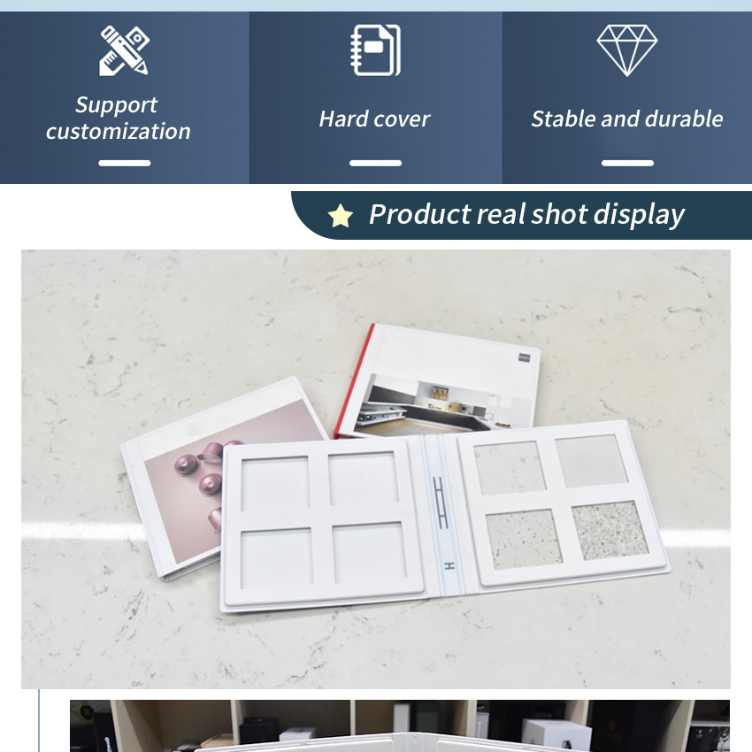 Tile Sample Board Packaging Factory Custom Mosaic Marble Display Folder Catalog Ceramic Granite Quartz Stone Plastic Sample Book