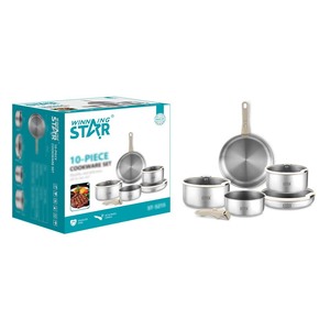 Winning Star Export Household Pot Set (5 Pieces) - 304 Stainless Steel Soup Pot, Milk Pot, Frying <b>Pan</b> with Detachable <b>Handle</b> - Product Image 1