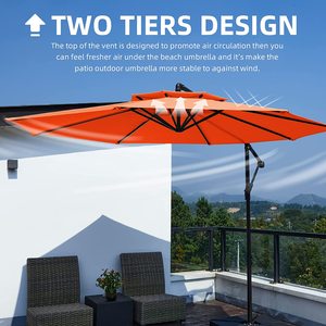 Parasol de jardin pliable solaire avec éclairage LED, parasol de patio, parasol d'extérieur pour jardin, terrasse, cour, piscine - Product Image 3