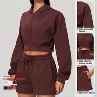Ensemble de survêtement 2 pièces pour femme FH, collection automne-hiver, coupe ample, sweat à capuche zippé et pantalon de jogging, tenue de sport décontractée et chaude, vente en gros