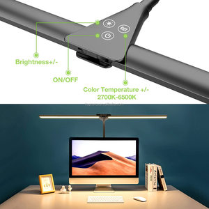 Lampe de table à LED <span class=keywords><strong>tactile</strong></span> double tête 12W avec protection des yeux Bras long flexible Corps en plastique moderne pour le travail de bureau et la <span class=keywords><strong>salle</strong></span> de lecture - Product Image 2