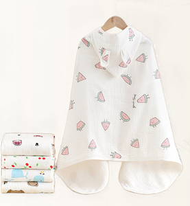 Serviette <span class=keywords><strong>de</strong></span> <span class=keywords><strong>bain</strong></span> à capuche carrée en pur <span class=keywords><strong>coton</strong></span> à quatre couches pour bébés garçons et filles - Product Image 1