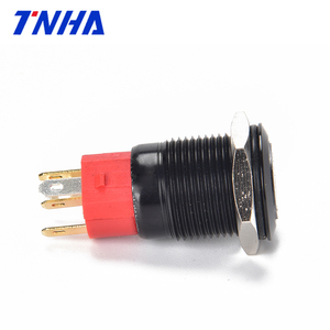 TH16A-P11 Ac 220V IP65 16Mm Zwart Waterdichte Metalen Drukknop Momentary/Vergrendeling Op Uit Schakelaar Met Led indicator - Product Image 2