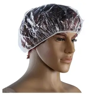 Одноразовая полиэтиленовая шапочка для душа, прозрачная пластиковая шапочка для душа, водонепроницаемая шапочка для купания для женщин