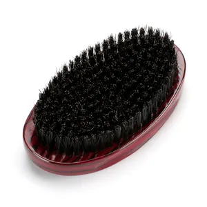 Cheveux Personnalisés Pinceau Hybrid Noir Courbe Moyen Brosse a Barbe Avec Manche En Bambou Ondulee Wave Brush
