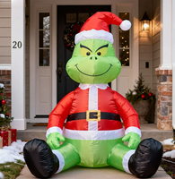 Déguisement gonflable du Grinch assis avec lumières LED intégrées pour la décoration de Noël et comme accessoire de jardin