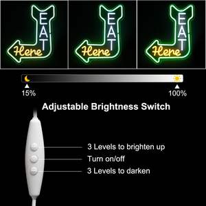 Mangiare qui dimmerable LED segno al <span class=keywords><strong>Neon</strong></span> verde arancione freccia bianca decorazione della parete della cucina Bar ristorante uomo grotta-cucina segni al <span class=keywords><strong>Neon</strong></span> camera da letto - Product Image 5