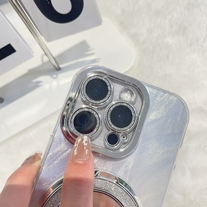 เคสโทรศัพท์หรูหราไฮเอนด์สำหรับ 17 Pro Max พร้อมขาตั้งวงแหวนกระจกกลิตเตอร์ ป้องกันเลนส์เต็มรูปแบบ และมีกาวในตัว - Product Image 5