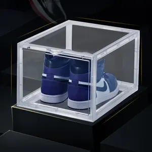定制标志高品质透明运动鞋展示盒透明鞋子收纳盒亚克力折叠鞋盒